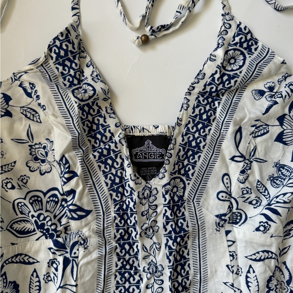 Angie Women's Blue and White Floral Mini Dress